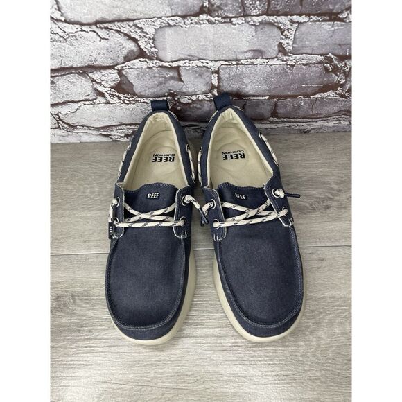 Reef Swellsole Pier Shoes Navy Blue Canvas Fabric Boat Shoes Men Sz 11M US/44EU - Picture 15 of 16